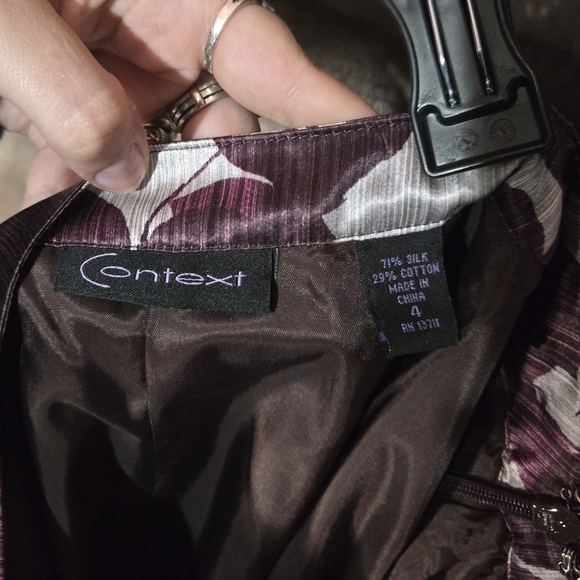 Silk Purple Floral Midi circle skirt - Picture 7 of 7